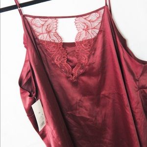 Maroon Silk Halter with Design in back